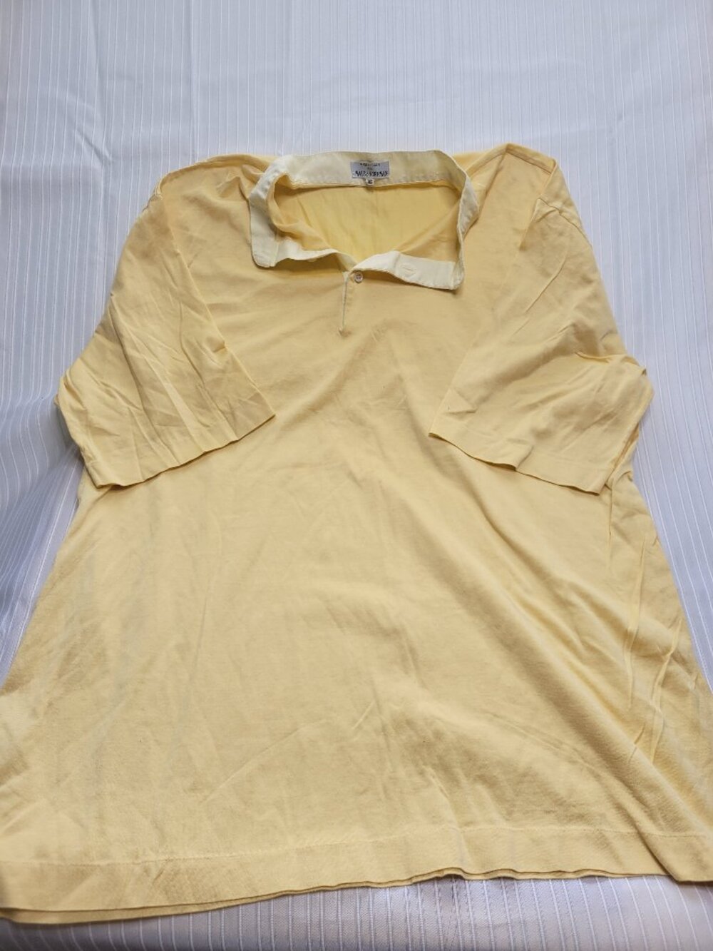 Maus & Hoffman yellow polo shirt with cream collar, size 46 #preppy #classic